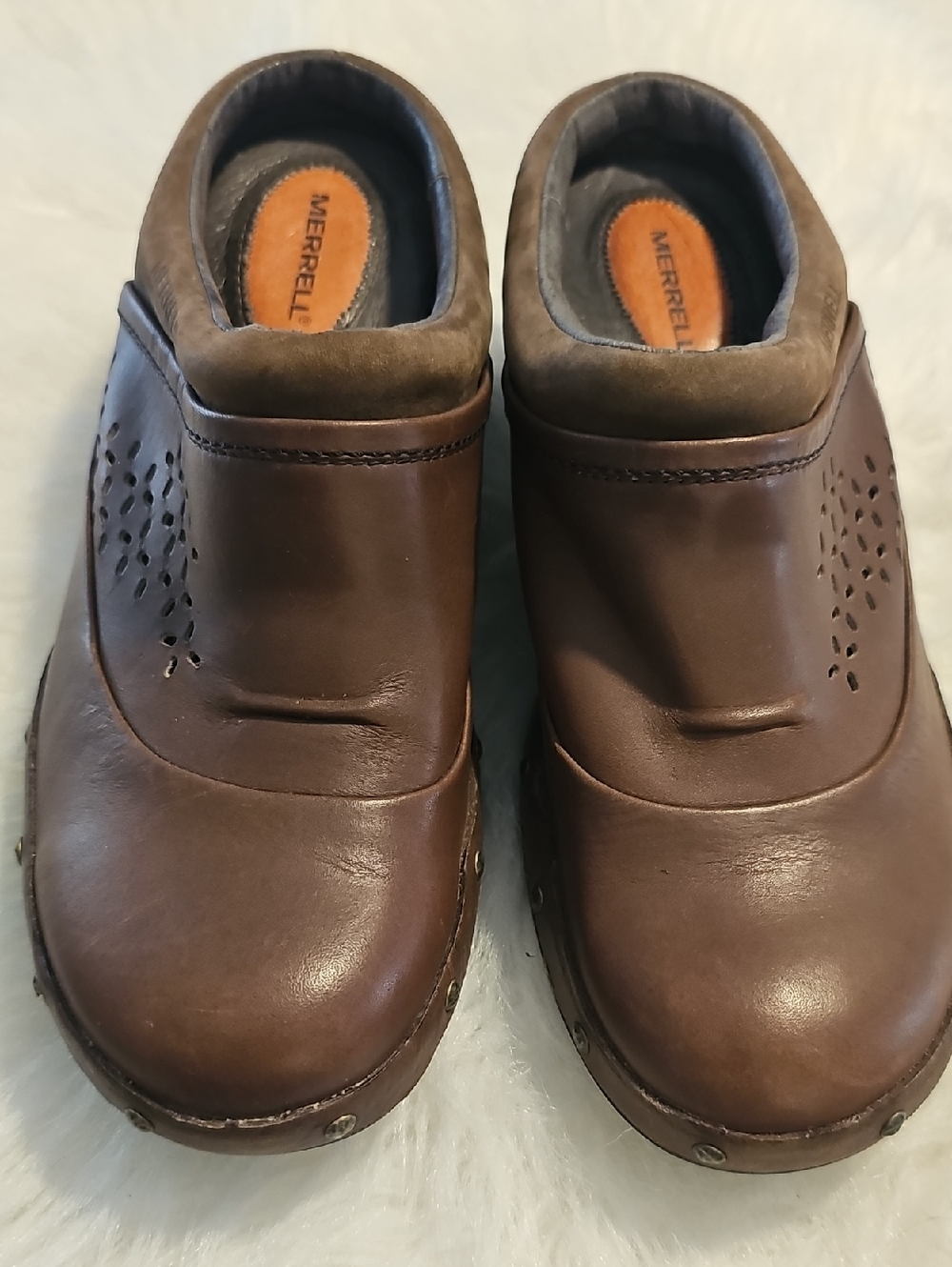 Merrell Clog Mule Womens‎ Size 8.5 Brown Studded Leather J56090 Vintage Style